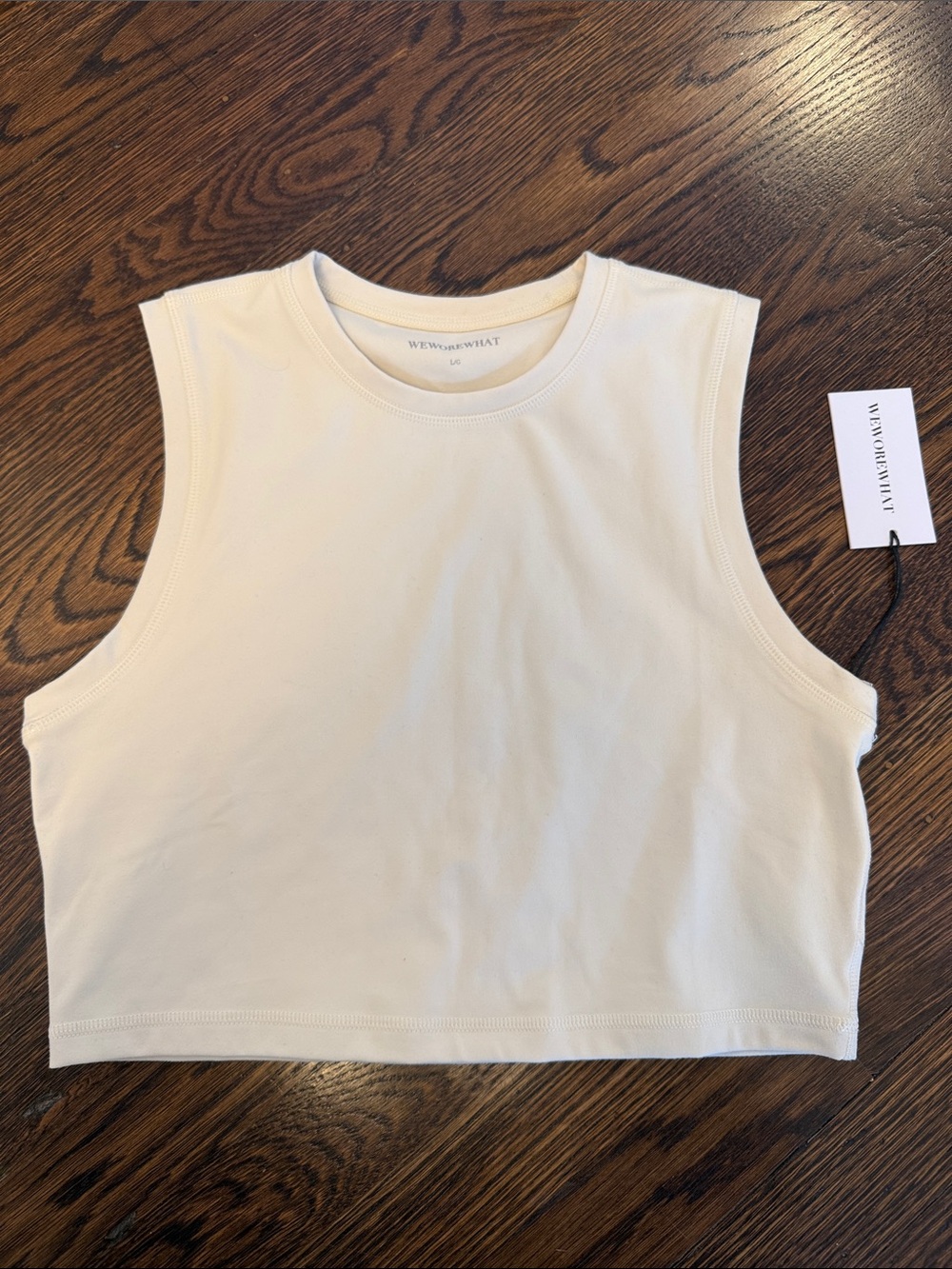 WeWoreWhat Cream Sleeveless Cropped Tank
